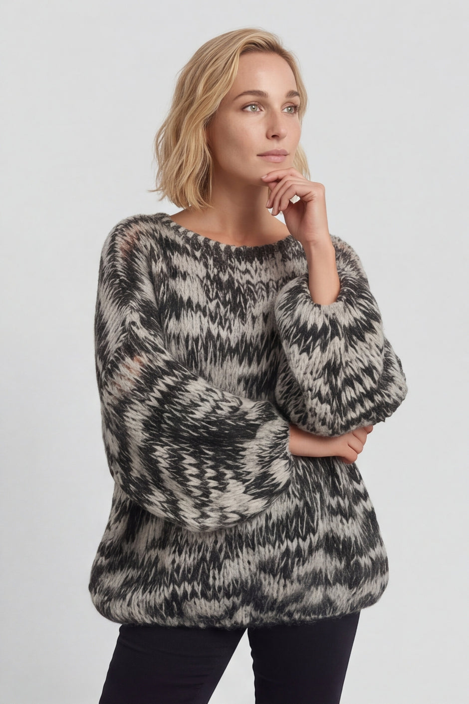 Leatrice Knitted Jumper Stone – image 3 of 6