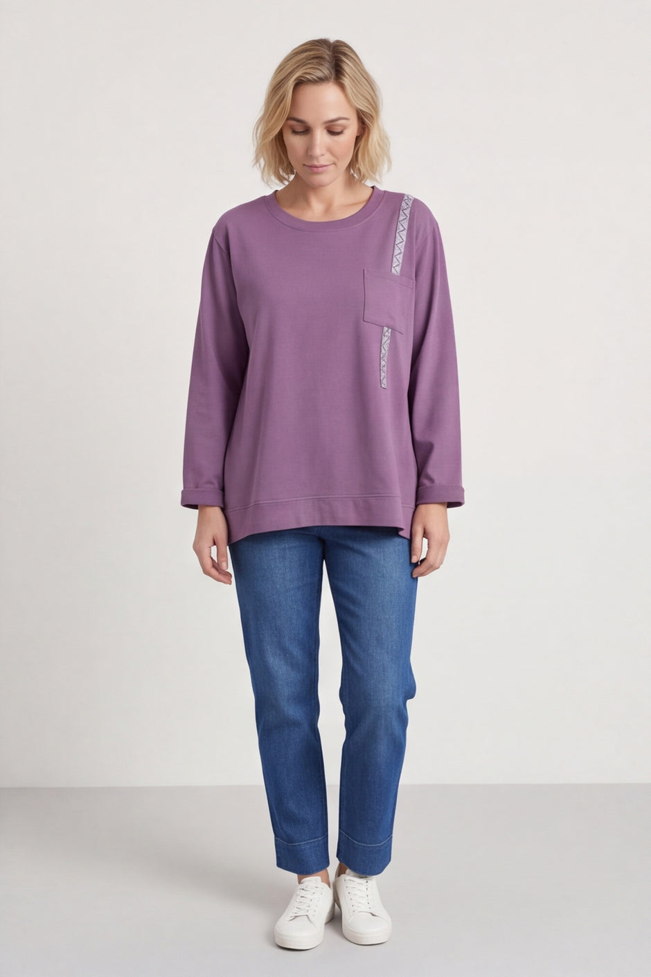Barbara Pocket Cotton Top Purple – image 3 of 6