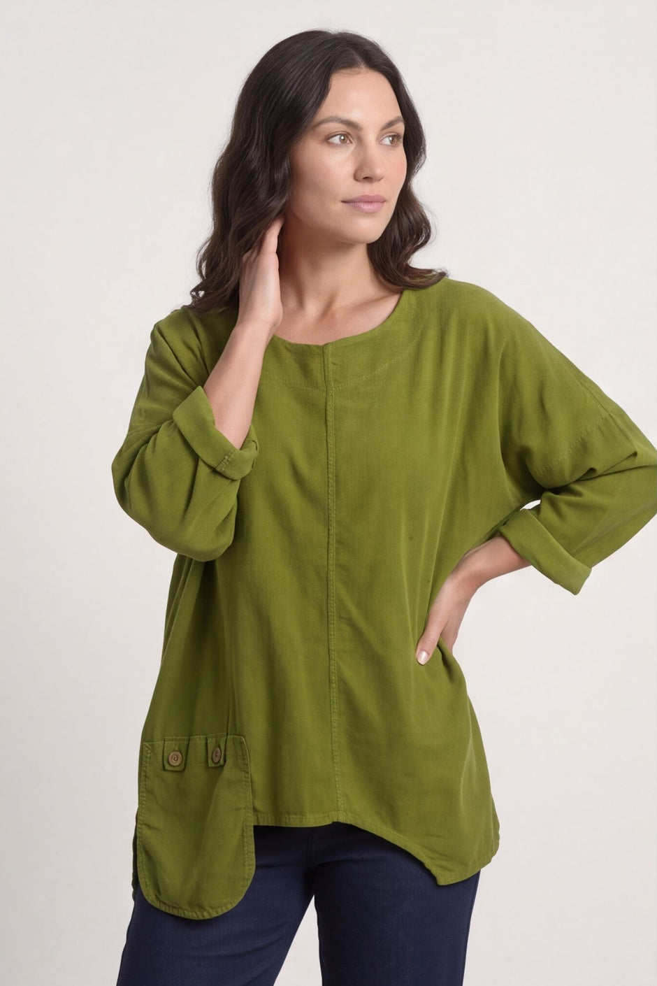 Daisy Needlecord Top Olive – image 4 of 5