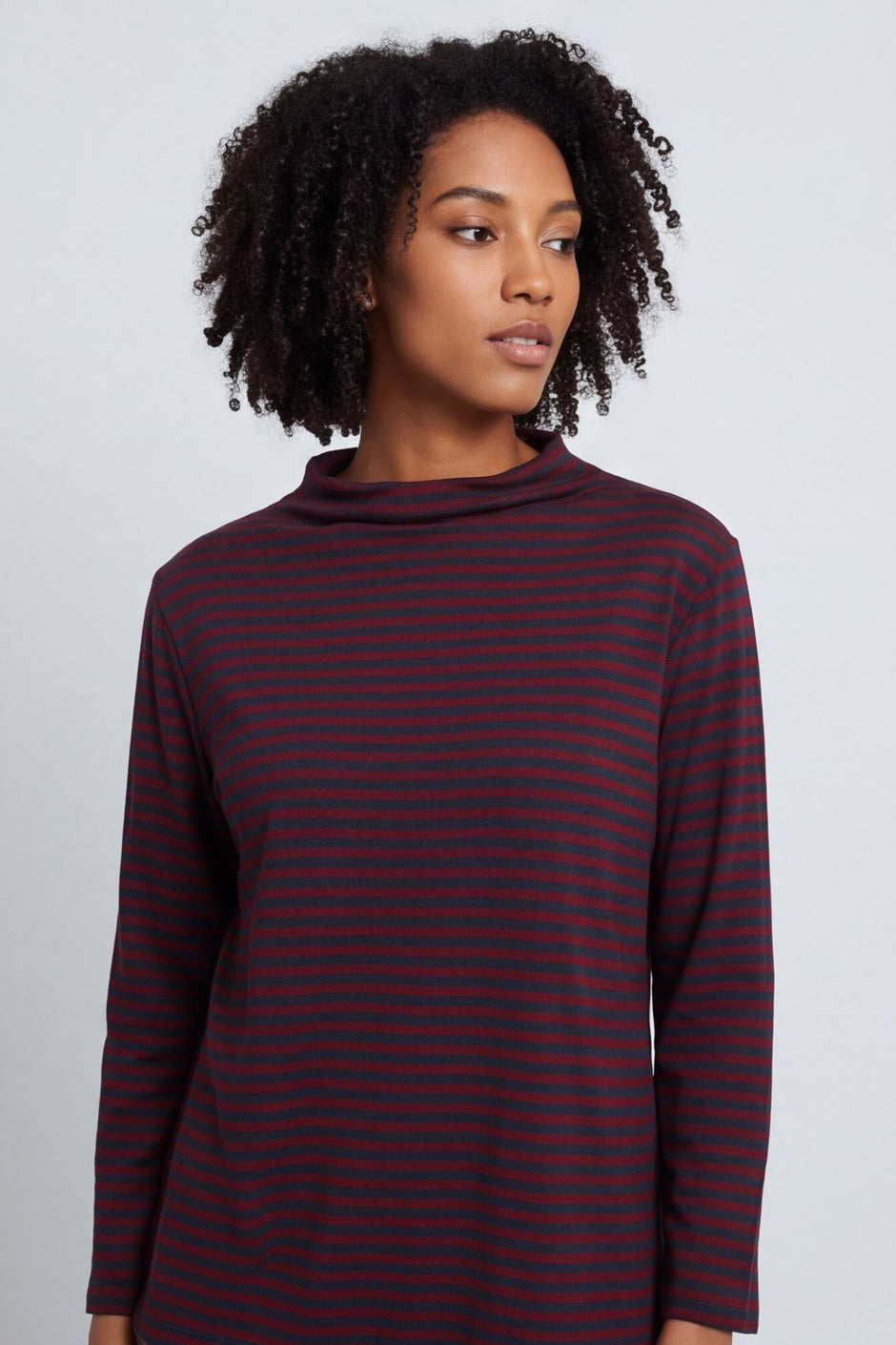 Lyssa Cowl Neck Stripe Top Charcoal – image 4 of 6