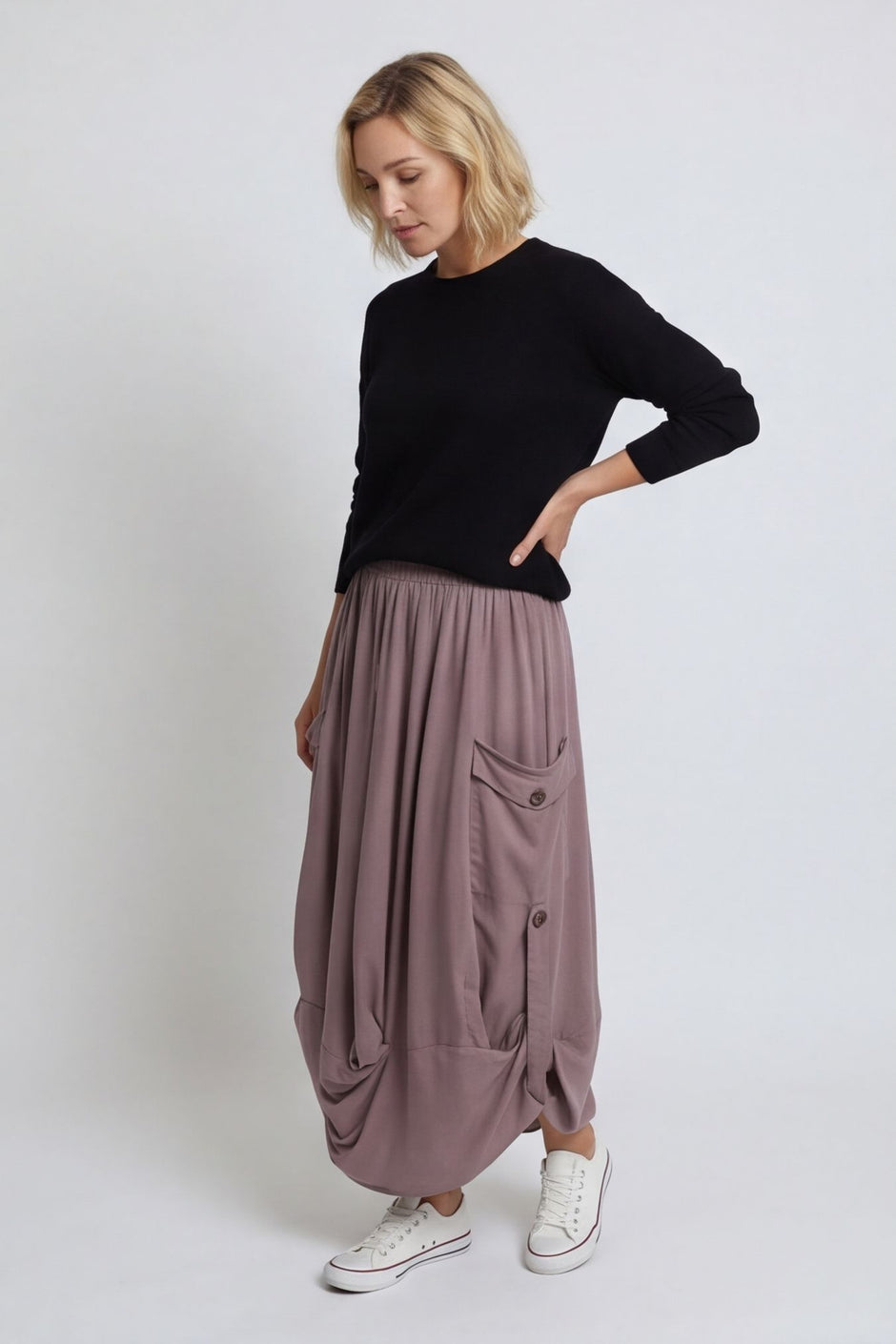 Lavone Cotton Skirt Mauve – image 4 of 5