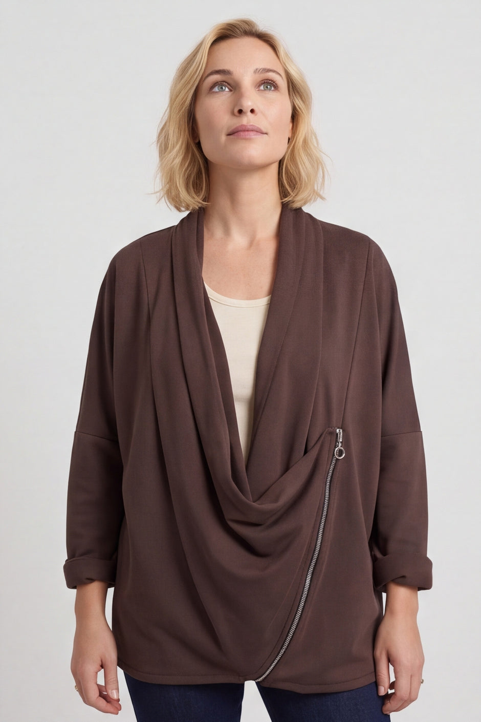Floella Zip Cotton Jacket Cocoa – image 5 of 5