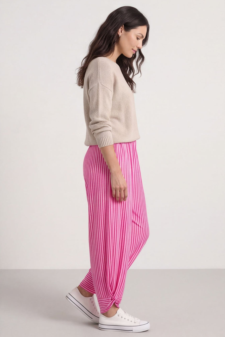 Jacinda Stripe Cotton Trousers Fuchsia – image 5 of 6