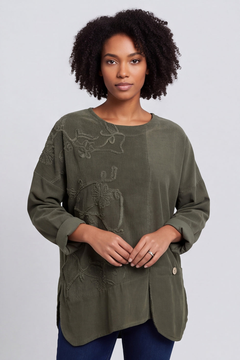 Jessa Needlecord Top Khaki – image 6 of 6