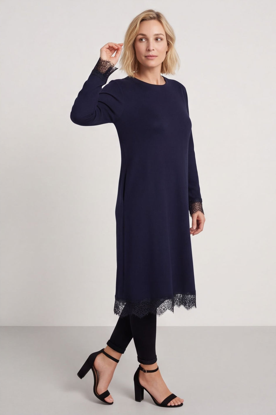 Merinda Lace Detail Dress Navy – image 5 of 5