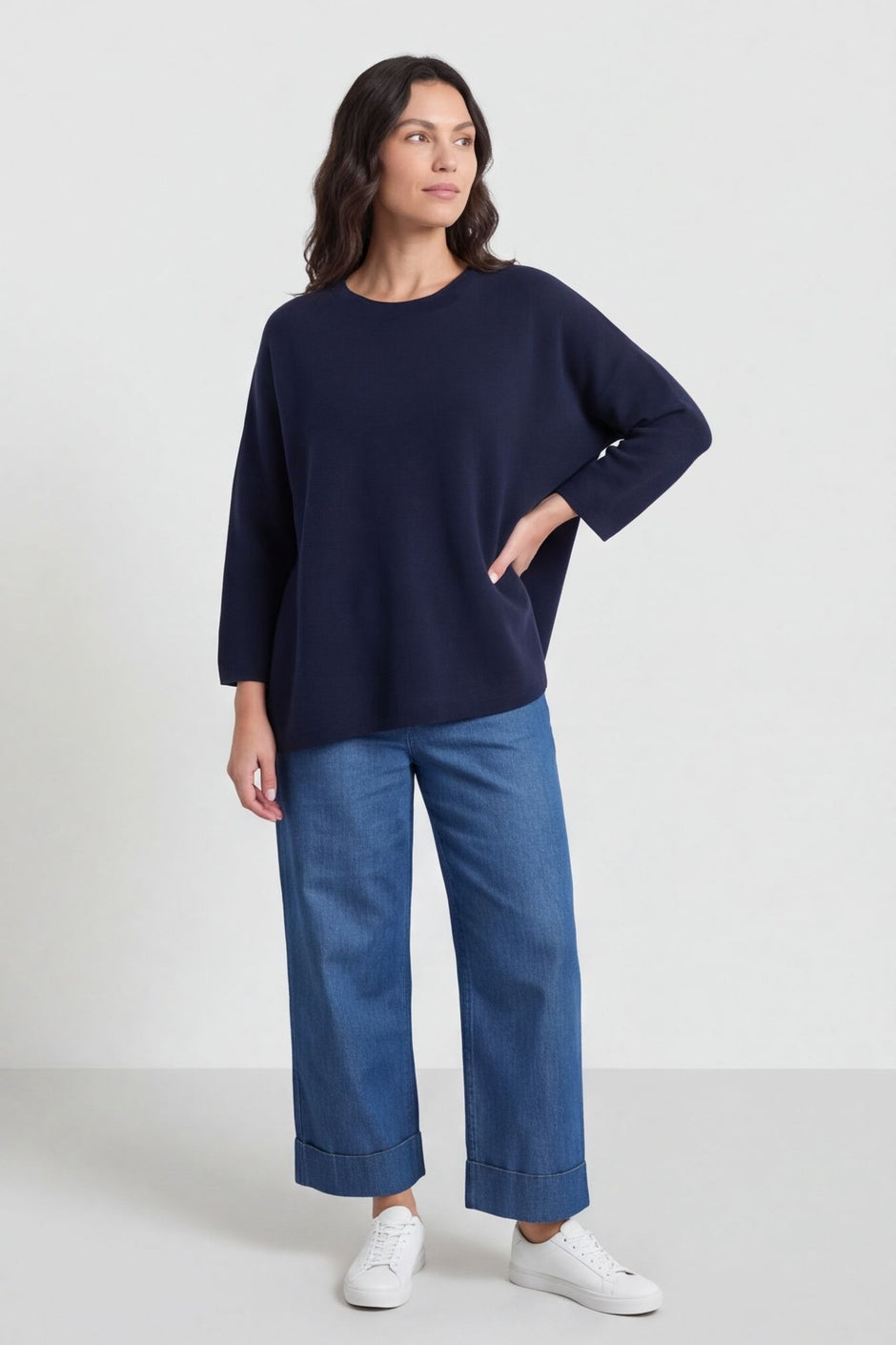 Leah Knitted Jumper Navy – image 1 of 5