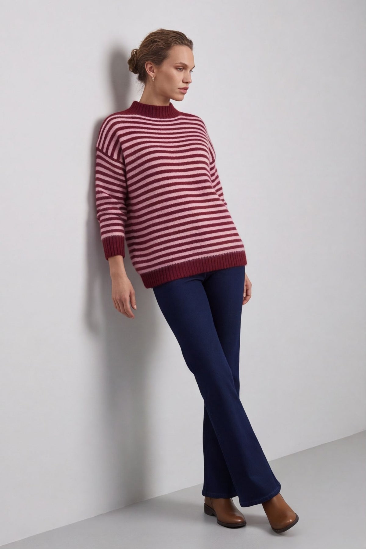 Paola Stripe Knit Wine