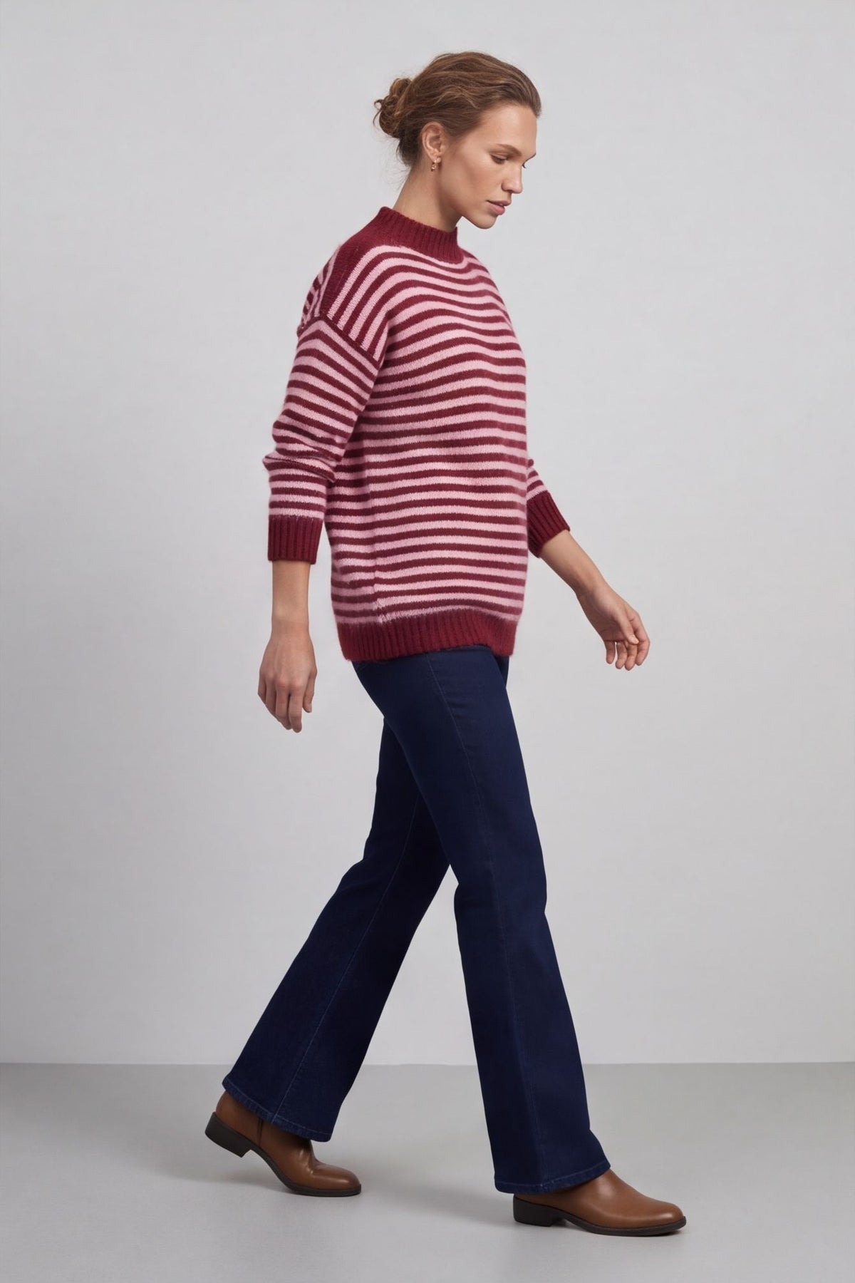 Paola Stripe Knit Wine