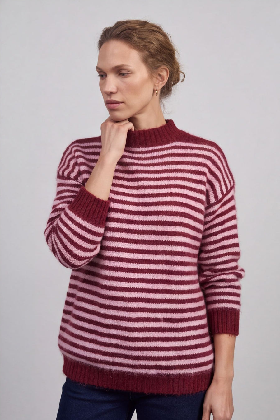 Paola Stripe Knit Wine
