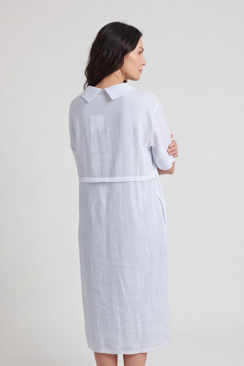Alvina Cowl Button Detail Dress White - Image 3