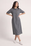 Alvina Cowl Button Detail Dress Charcoal