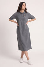 Alvina Cowl Button Detail Dress Charcoal Charcoal - Alvina Cowl Button Detail Dress Charcoal