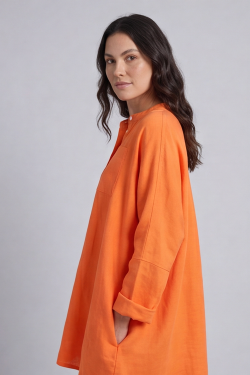 Adrielle Linen Shirt Orange - Image 3