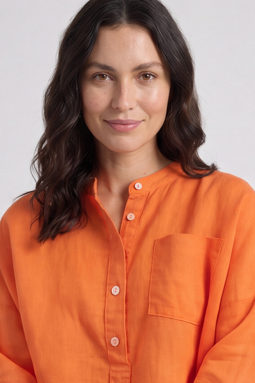 Adrielle Linen Shirt Orange - Image 4