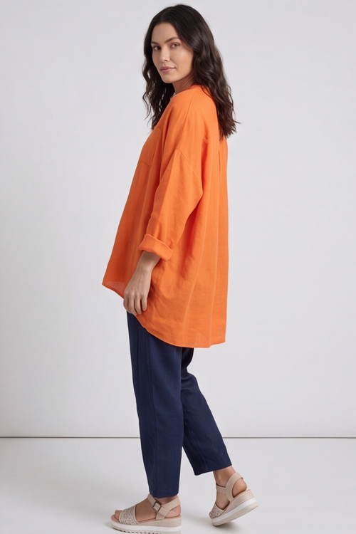 Adrielle Linen Shirt Orange - Image 5