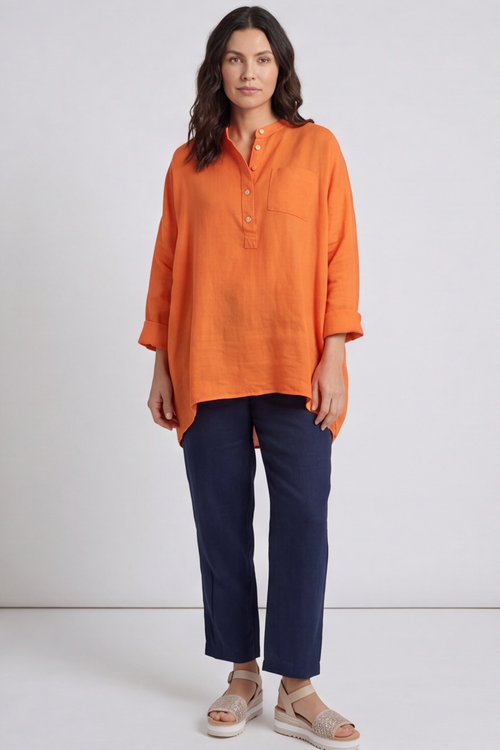 Adrielle Linen Shirt Orange - Image 6