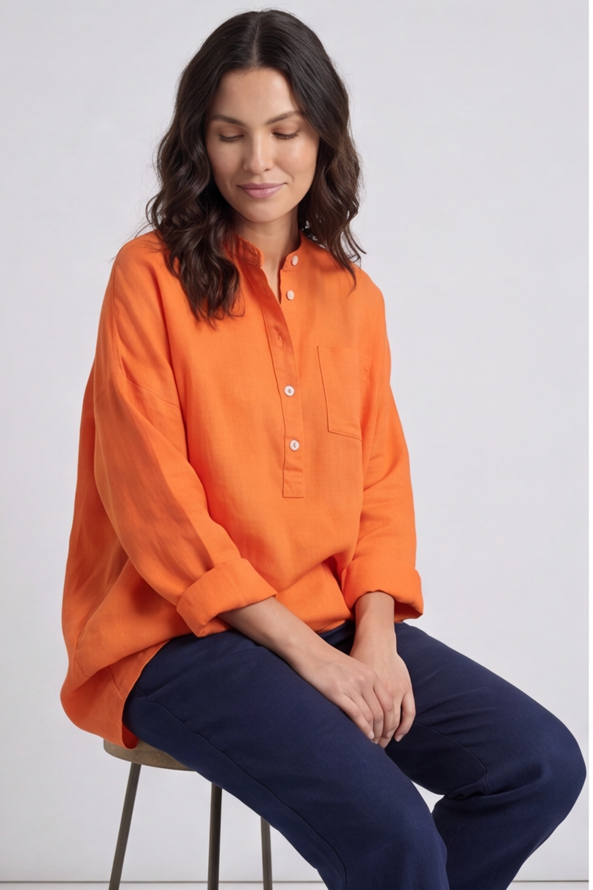 Adrielle Linen Shirt Orange