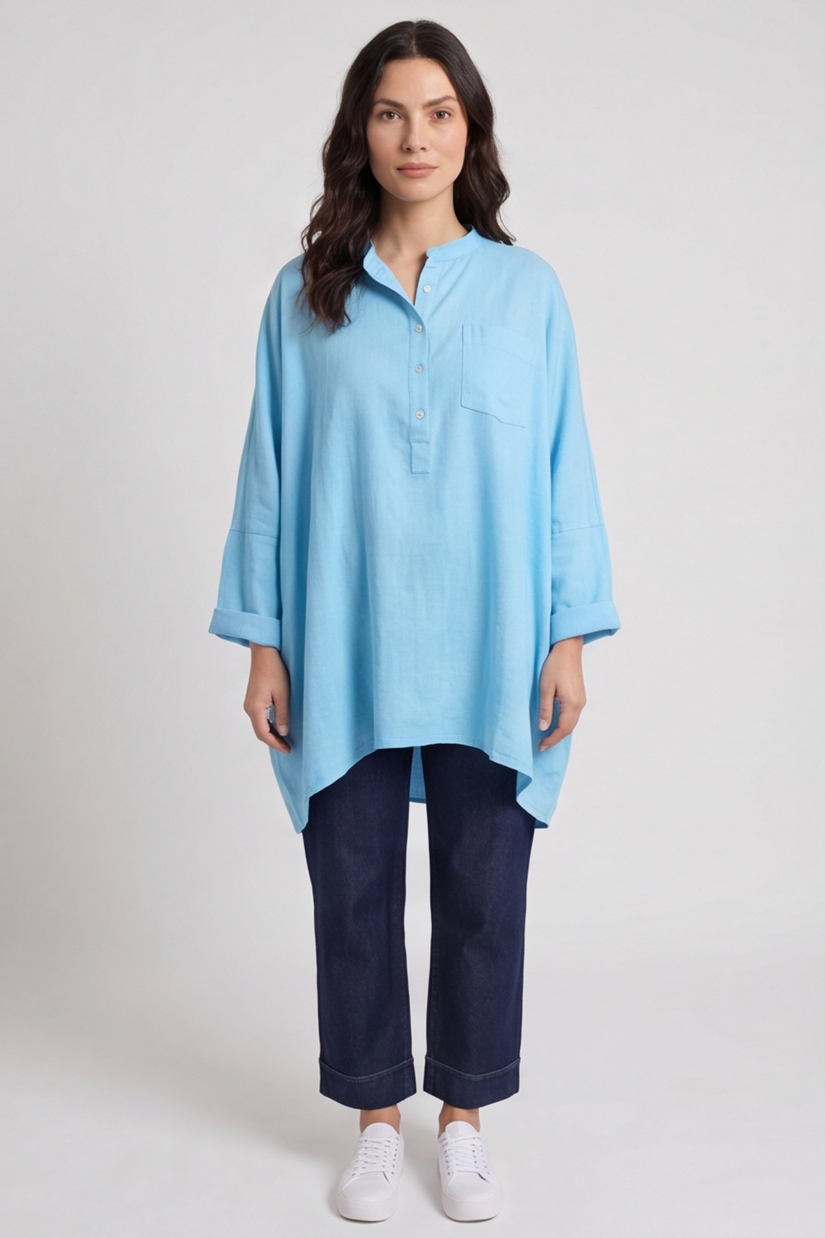 Adrielle Linen Shirt Kingfisher