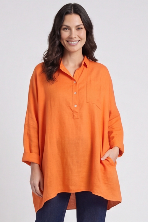 Adrielle Linen Shirt Orange - Image 5