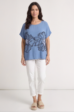 Agnetha Flower Top Blue Blue - Agnetha Flower Top Blue