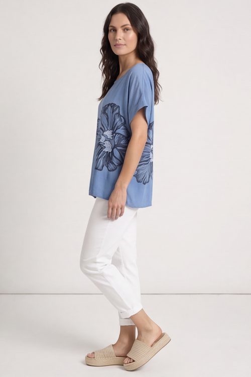 Agnetha Flower Top Blue - Image 3