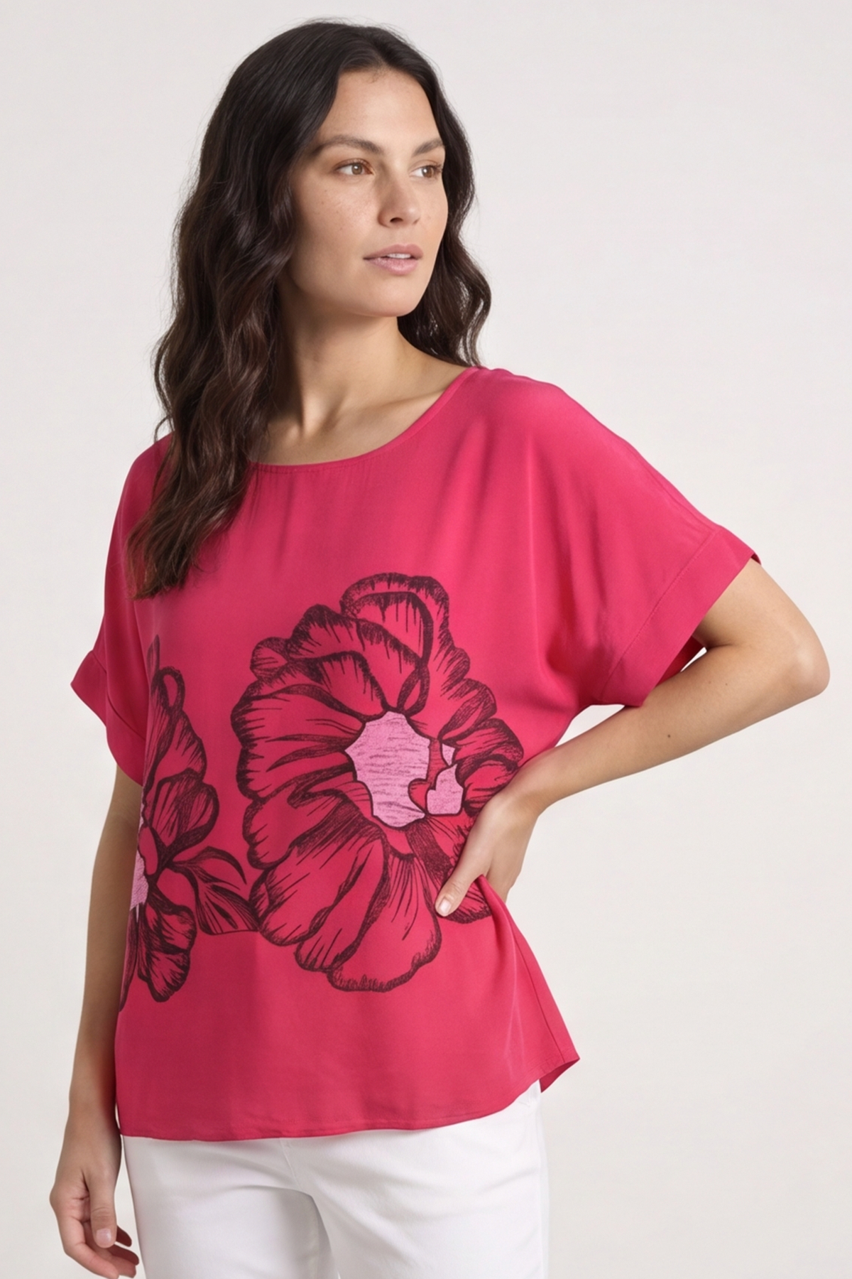 Agnetha Flower Top Hot Pink
