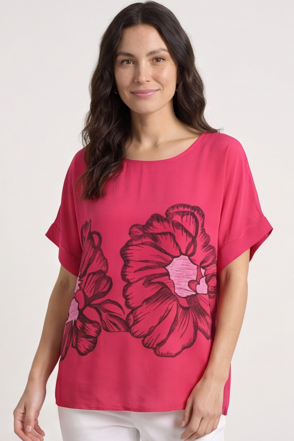 Agnetha Flower Top Hot Pink