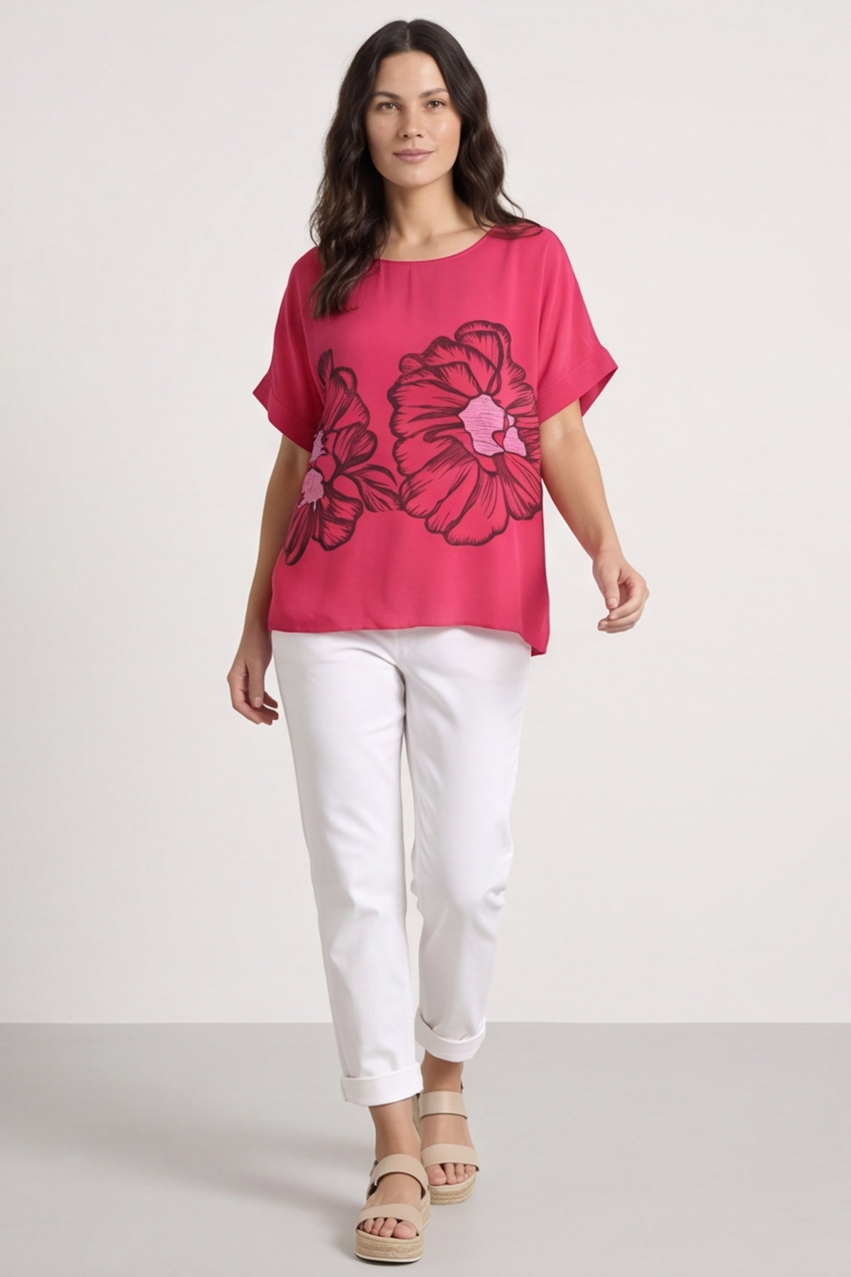 Agnetha Flower Top Hot Pink