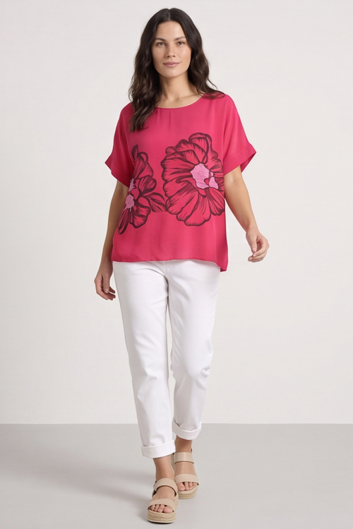 Agnetha Flower Top Hot Pink - Image 3