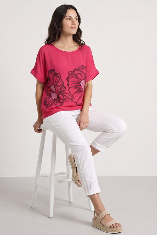 Agnetha Flower Top Hot Pink - Image 4