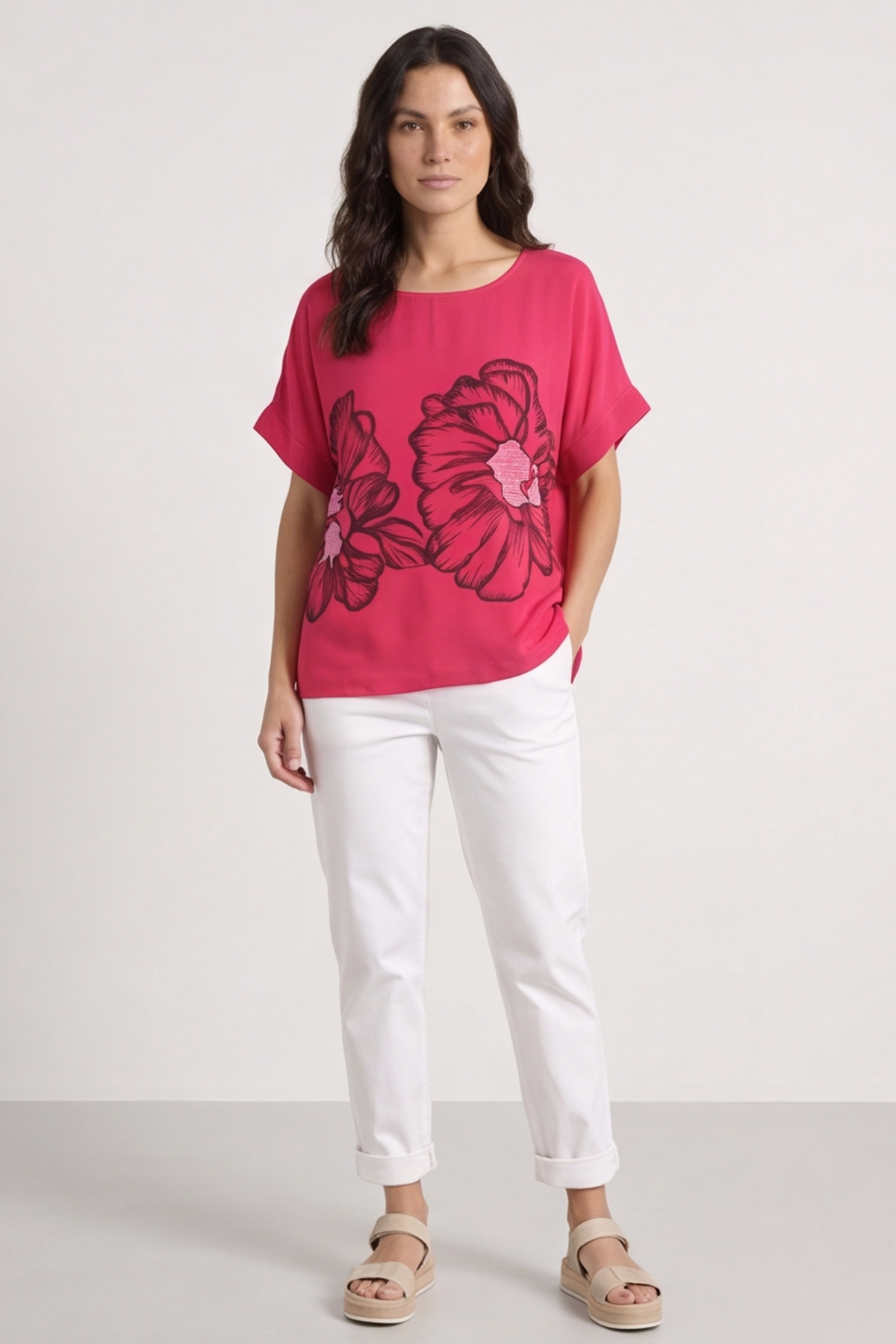 Agnetha Flower Top Hot Pink