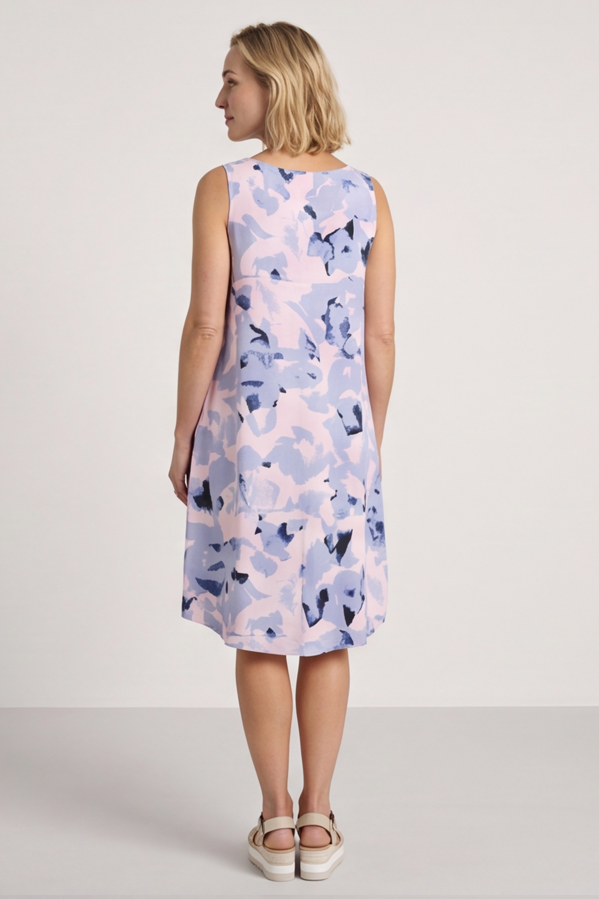 Aisha Sleeveless Print Linen Dress Pink