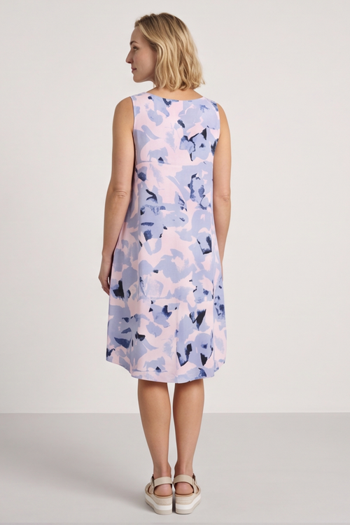 Aisha Sleeveless Print Linen Dress Pink - Image 3