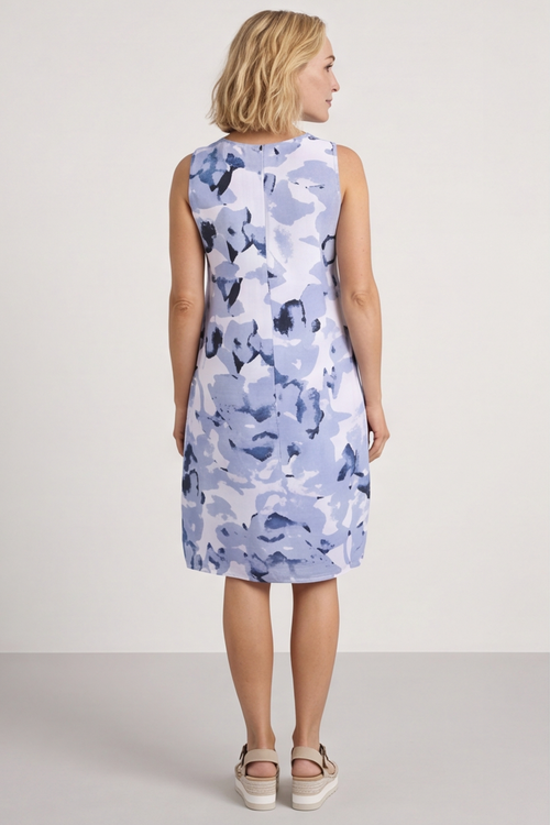 Aisha Sleeveless Print Linen Dress White - Image 4