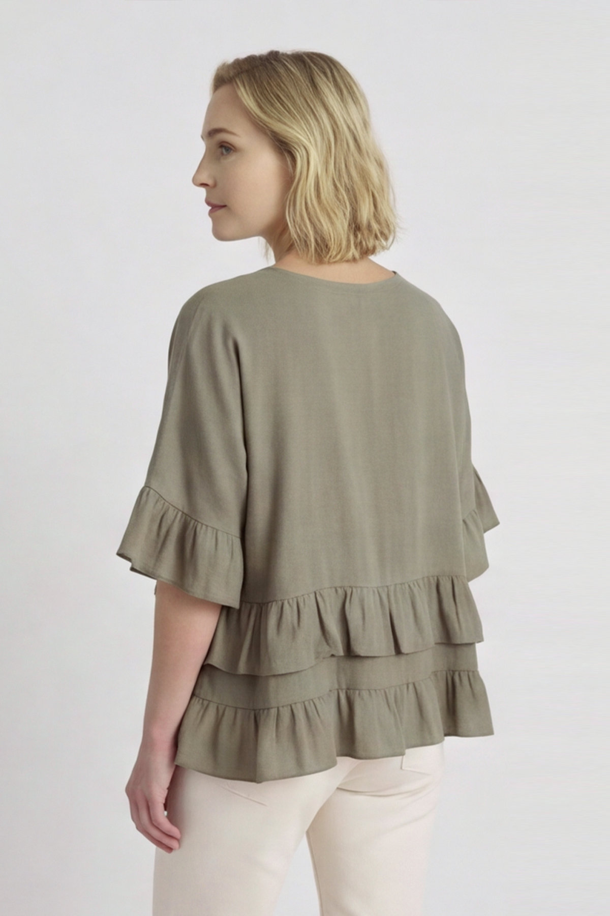 Allena Frill Top Olive