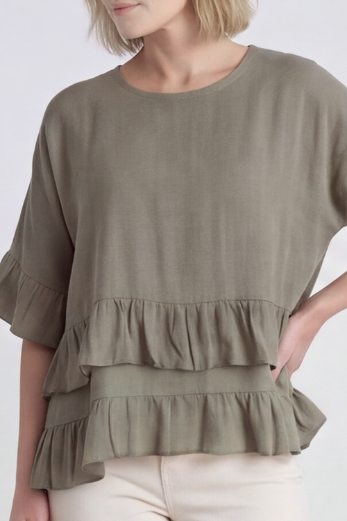 Allena Frill Top Olive - Image 3