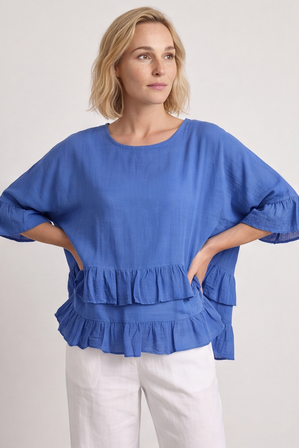 Allena Frill Top Royal Blue