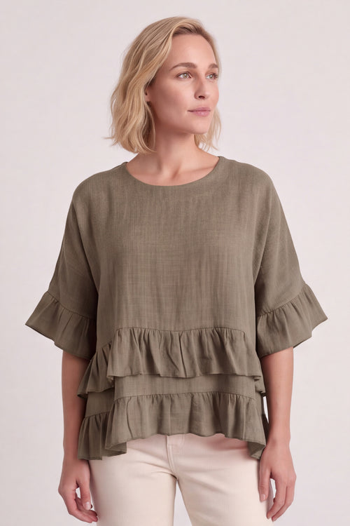 Allena Frill Top Mocha - Image 2