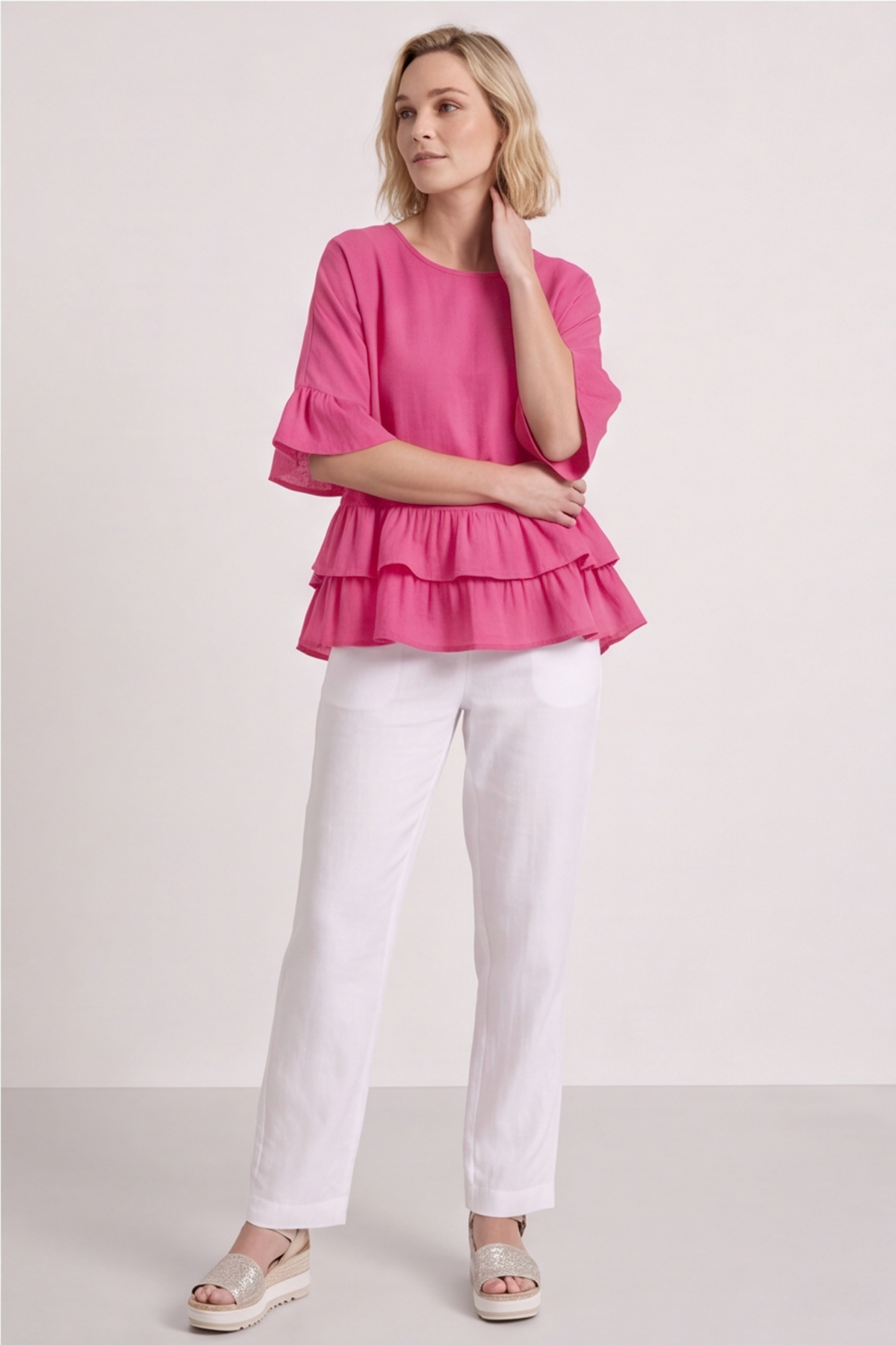 Allena Frill Top Pink