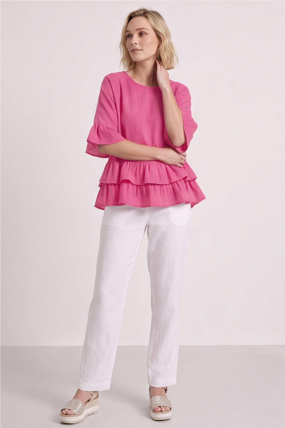 Allena Frill Top Pink