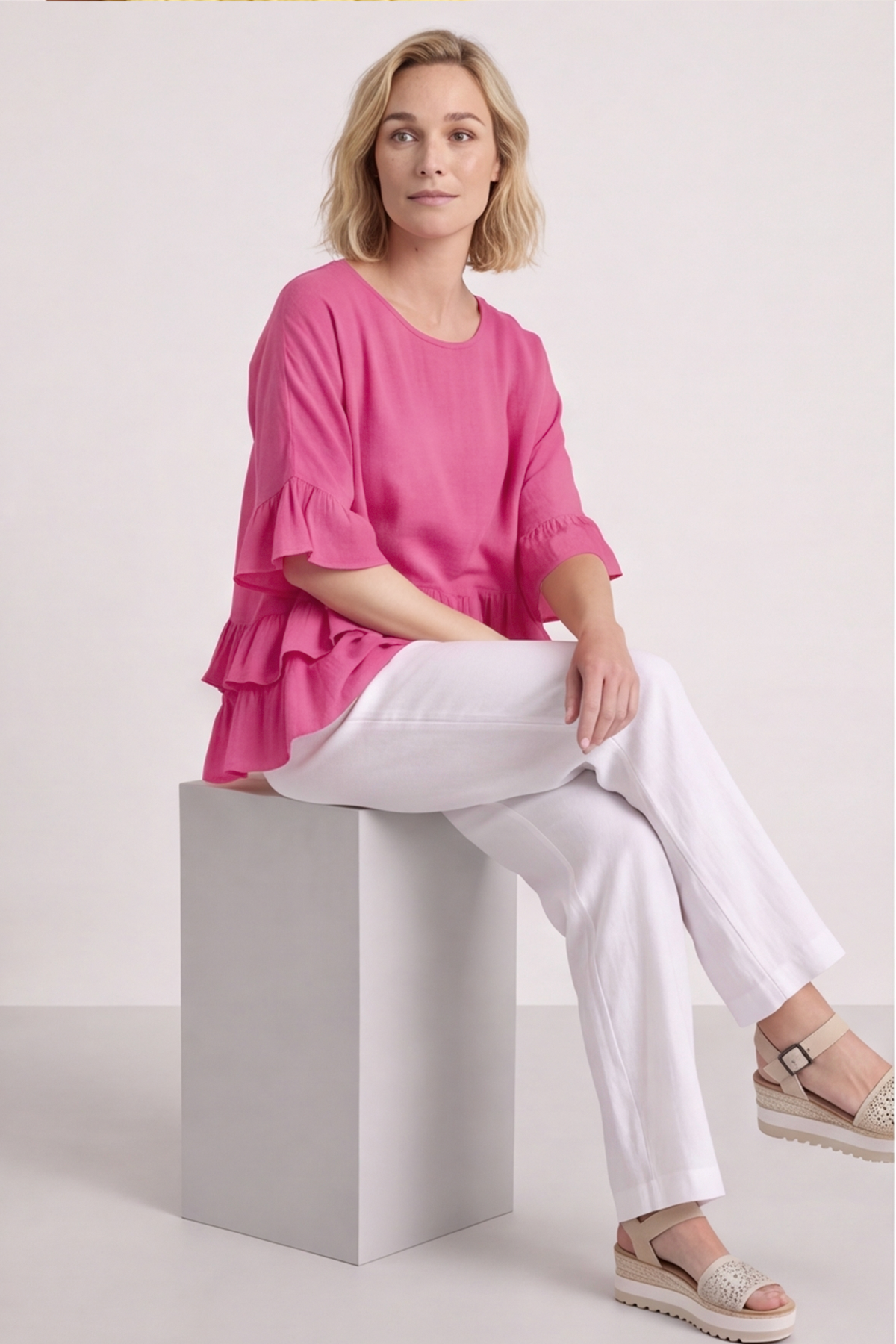 Allena Frill Top Pink