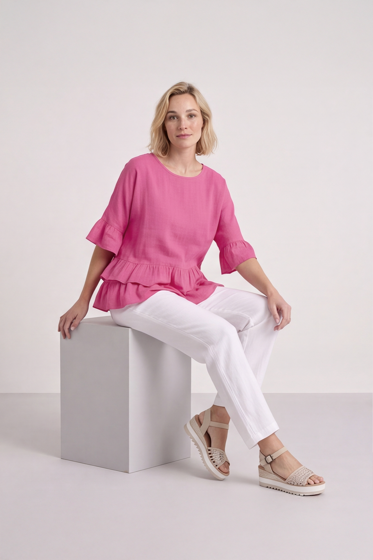 Allena Frill Top Pink