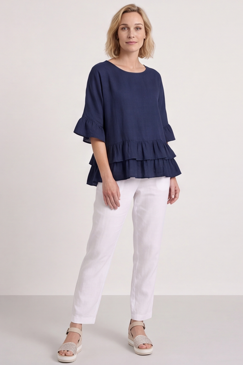 Allena Frill Top Navy - Image 3