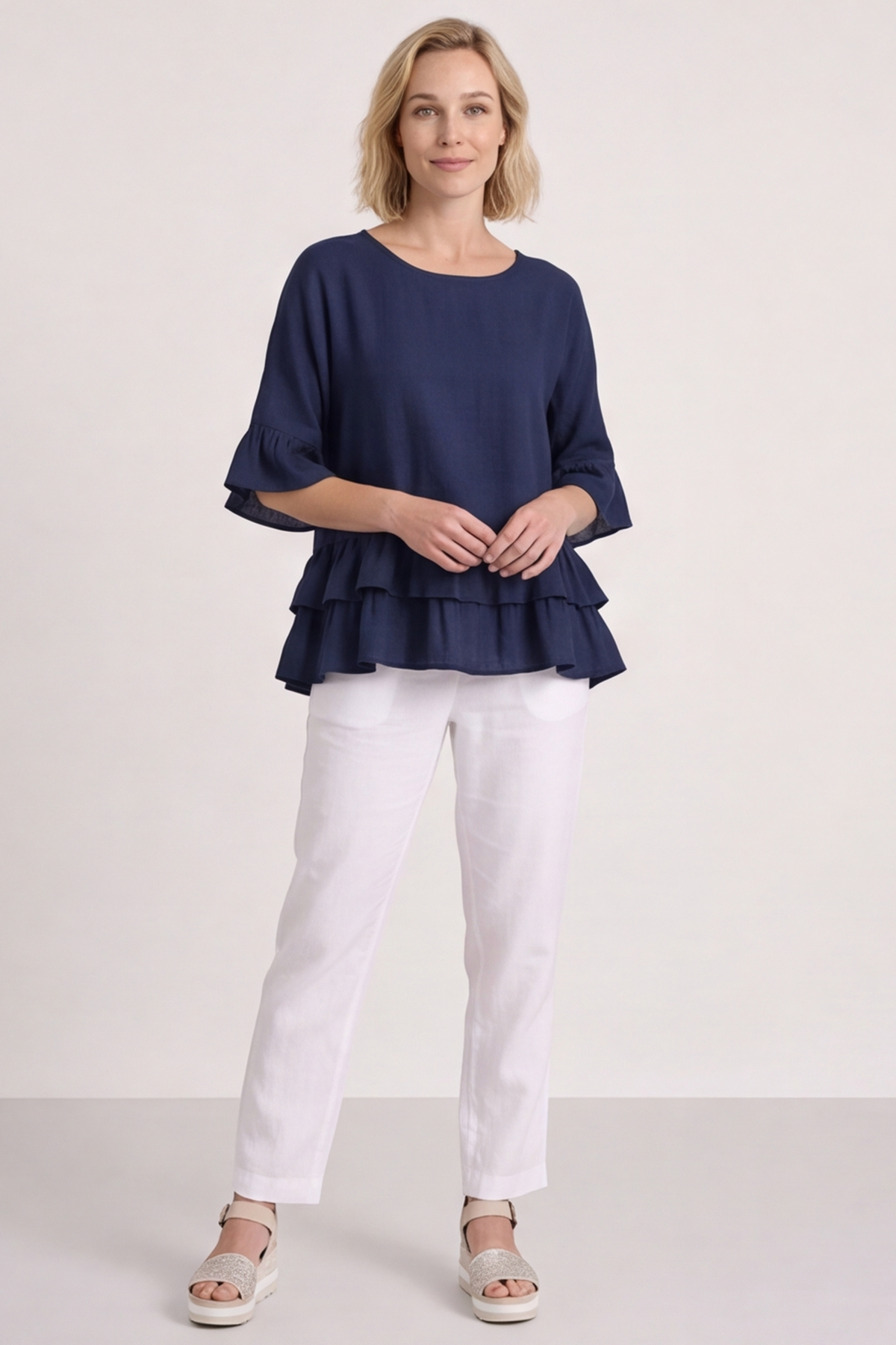 Allena Frill Top Navy