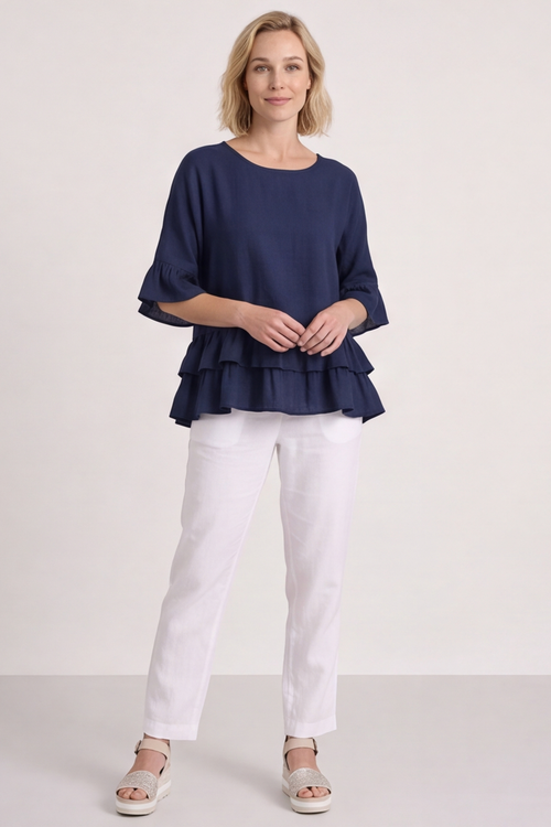 Allena Frill Top Navy - Image 5