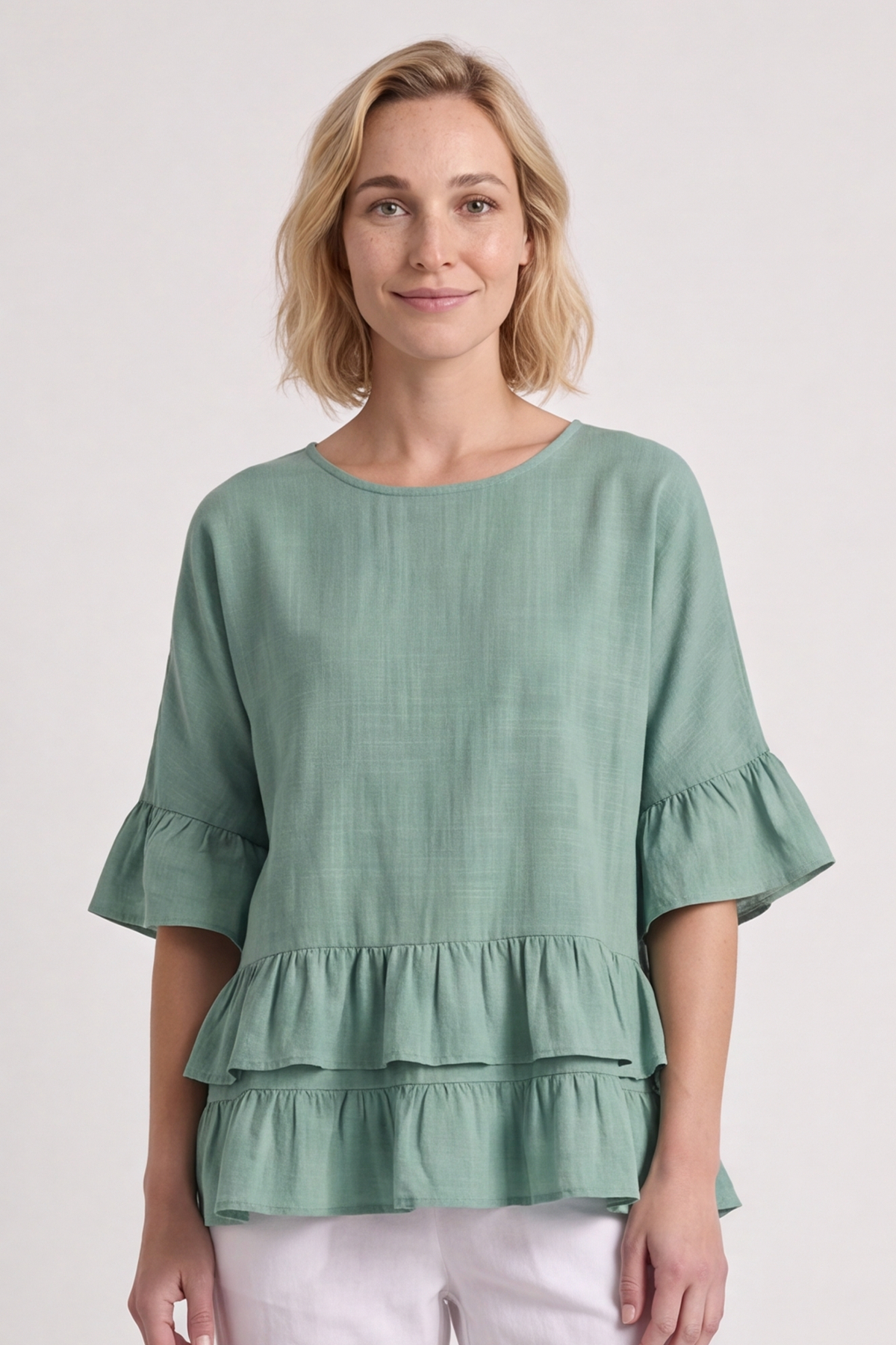 Allena Frill Top Sage Green