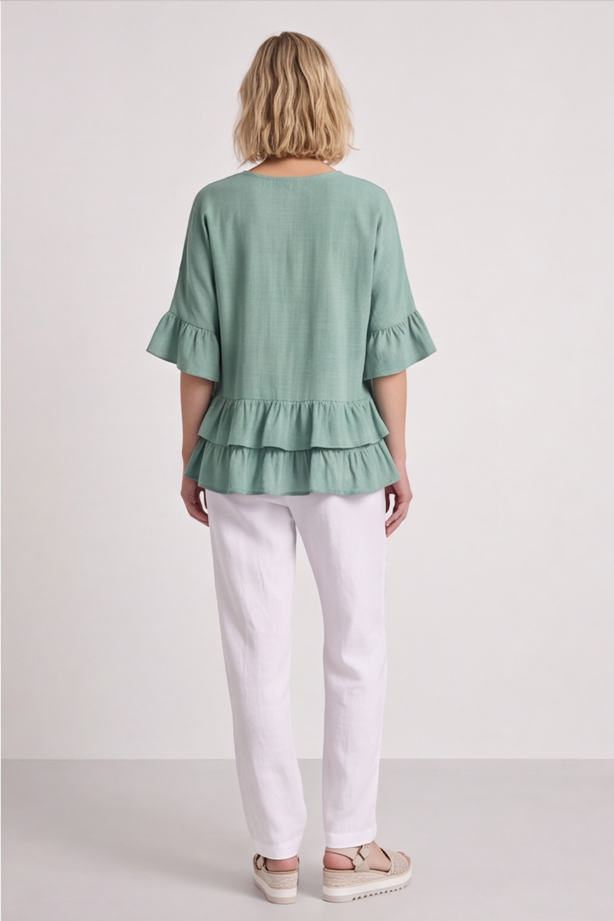 Allena Frill Top Sage Green