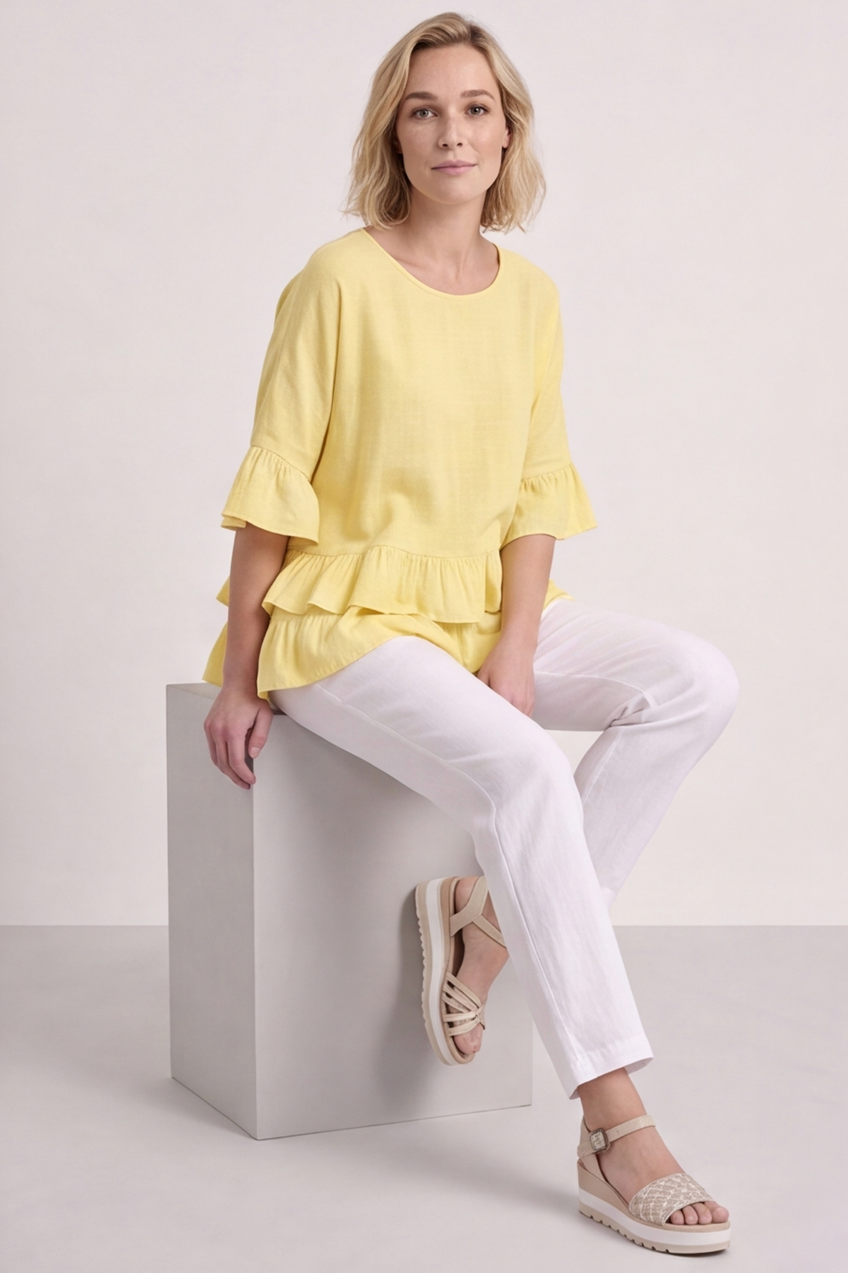 Allena Frill Top Light Yellow