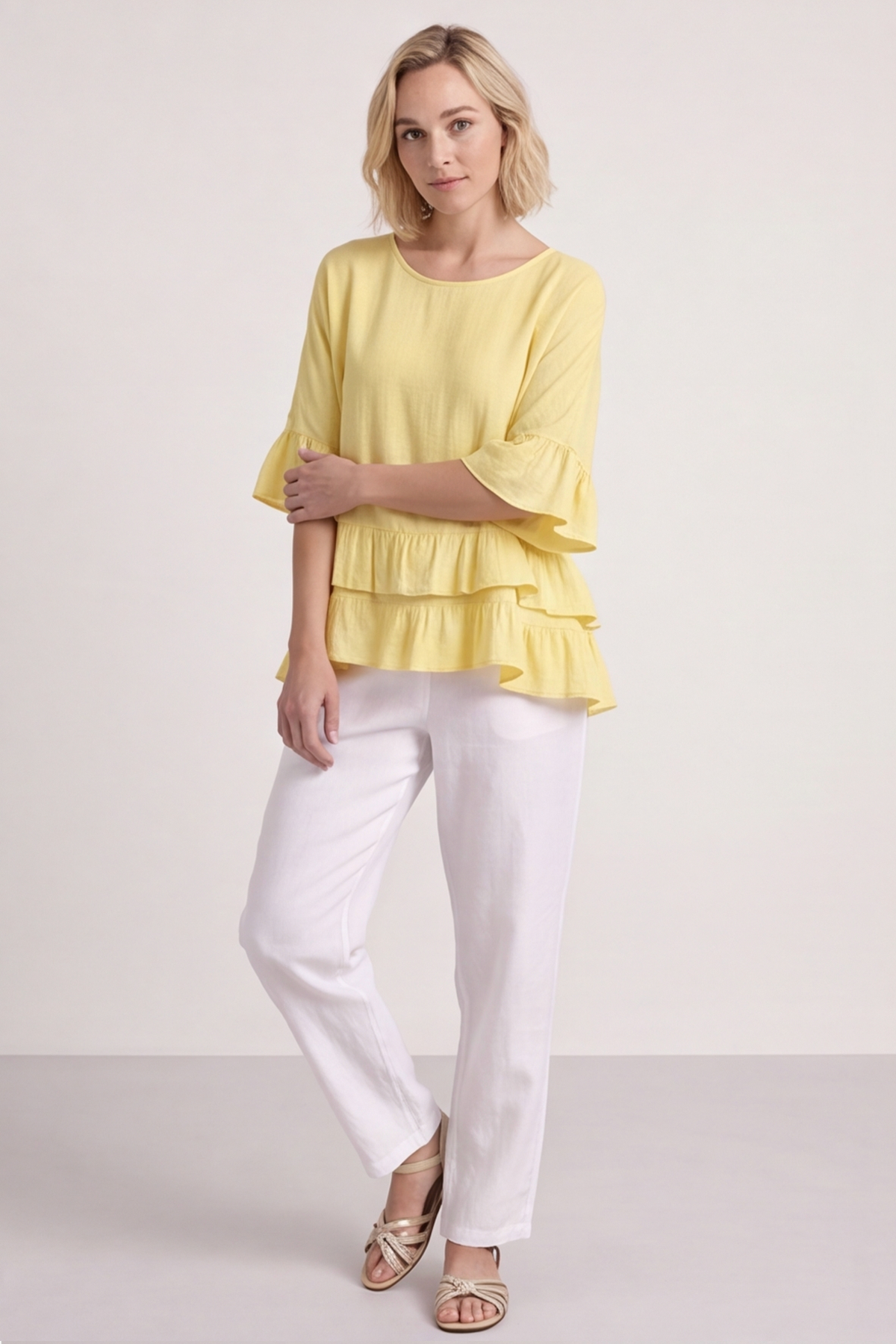 Allena Frill Top Light Yellow