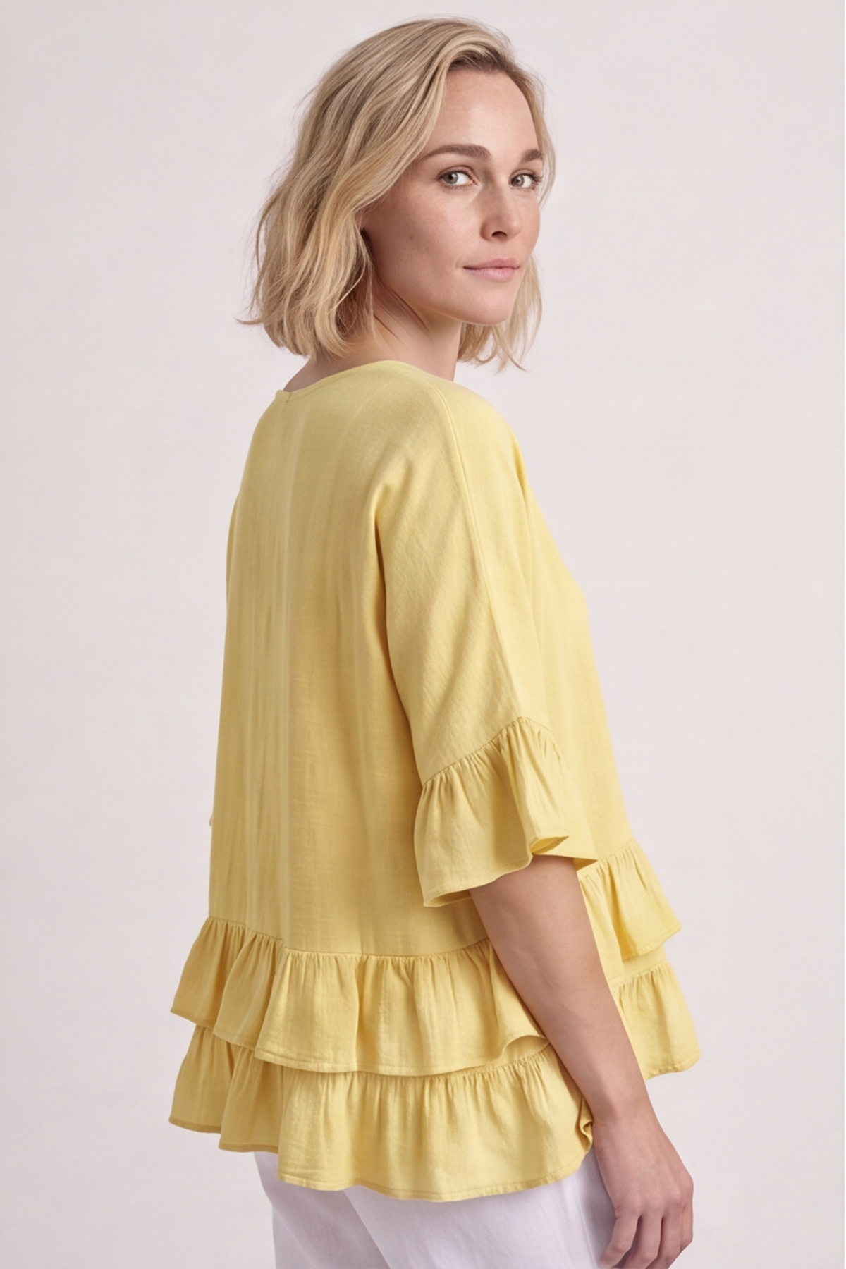 Allena Frill Top Light Yellow